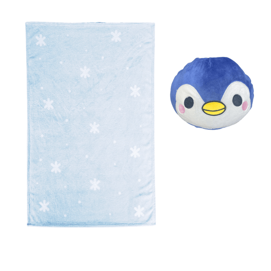 2 - in - 1 Plush Toy & Travel Blanket Blankeazzz Adoramals Nico the Penguin Kids - PartyErasers