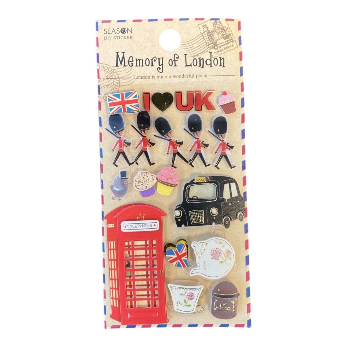 3D Stickers of London Telephone Booth, Changing or Guard for Scrapbook - PartyErasers
