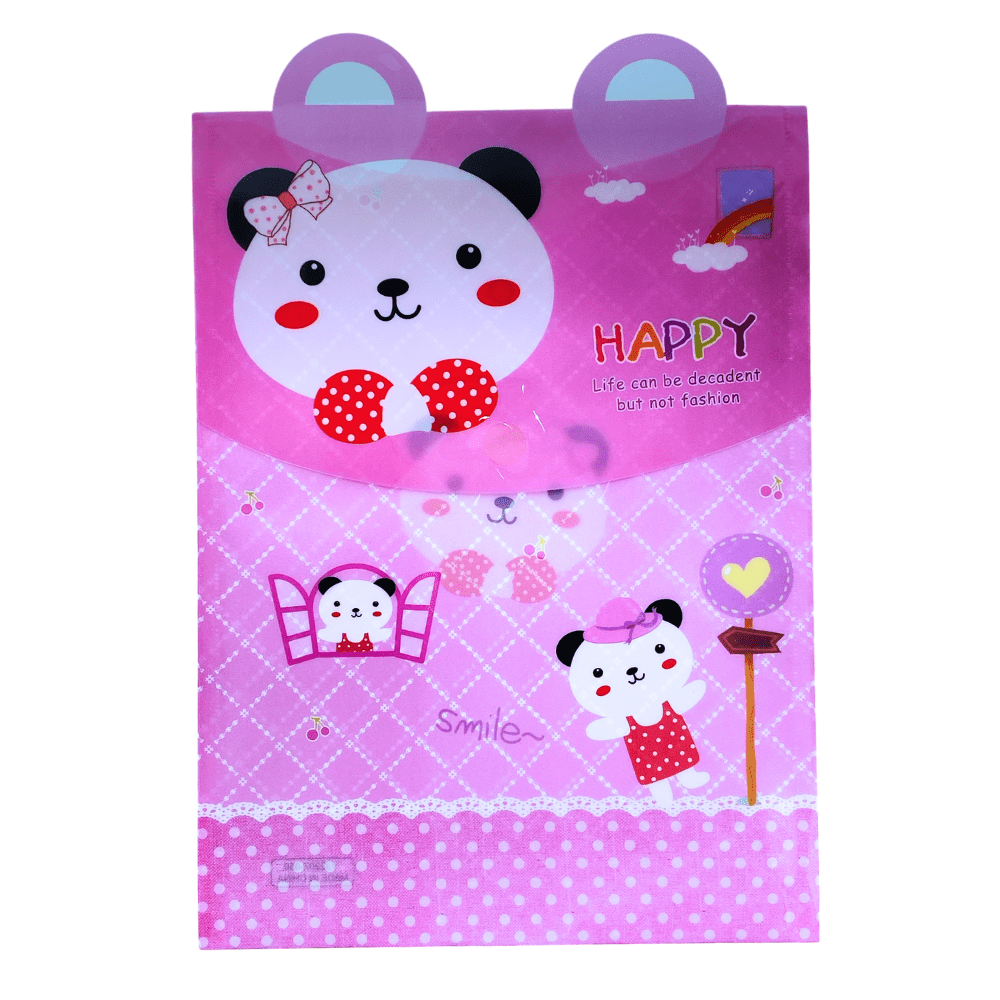 4 packs Cute Animal Plastic Folder File Filling For Home School Paper Storage - PartyErasers