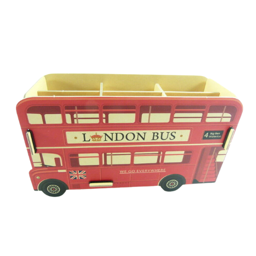 Desk Organiser Pencil Holder DIY Board Box with Compartments - London Bus