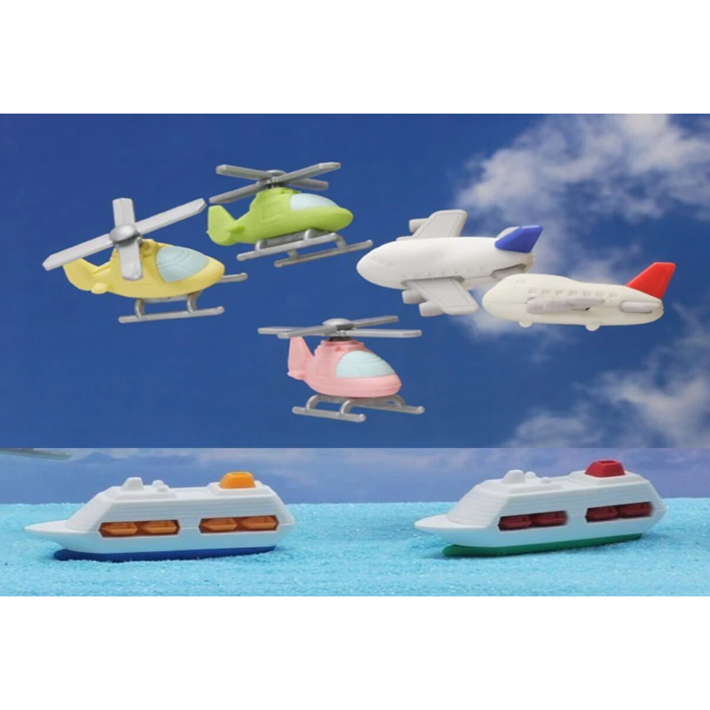 Iwako Japanese Puzzle Eraser - Aeroplane, Helicopter and Ship