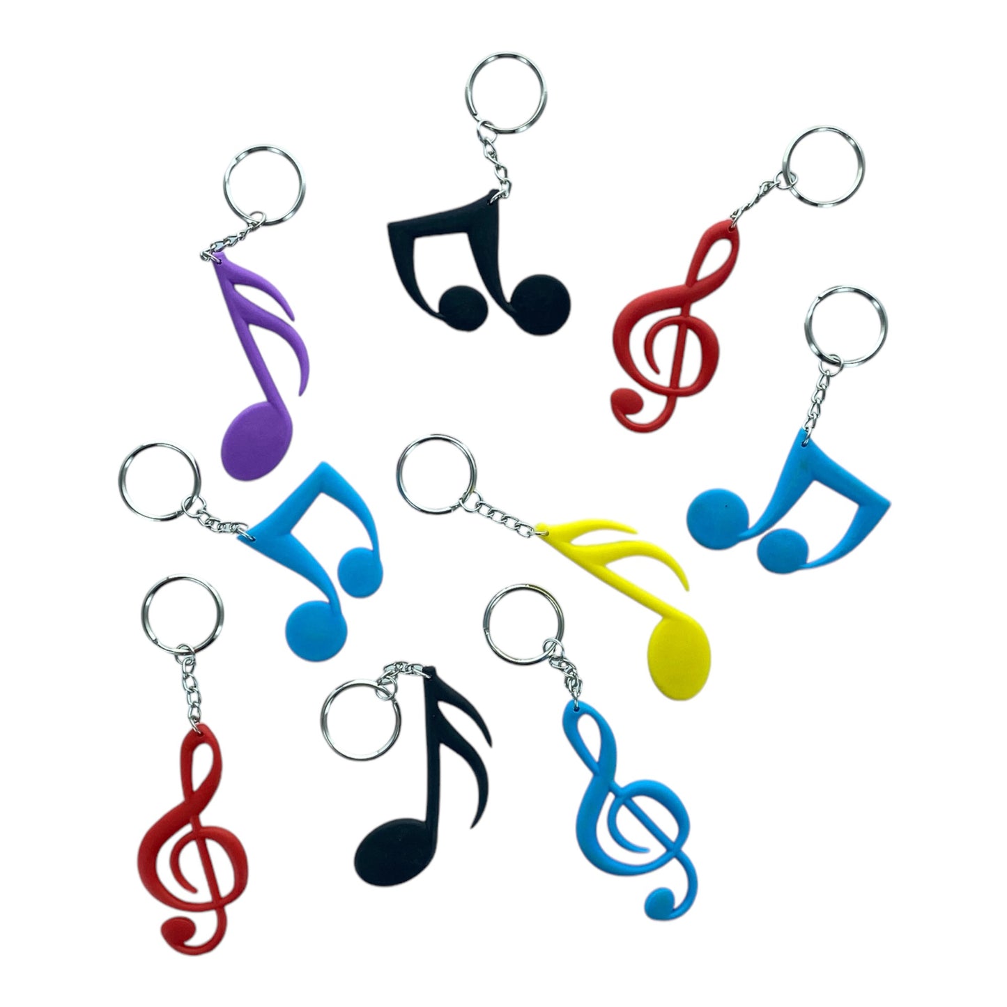 Music Themed Keyrings Keychains - Sixteenth Note (Black)
