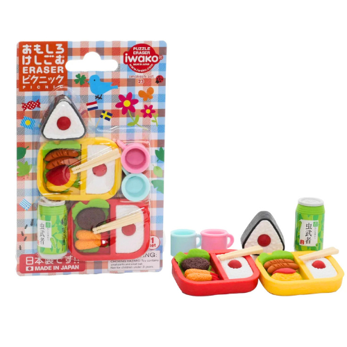 IWAKO Japanese Puzzle Eraser Rubbers Blister Set - Picnic