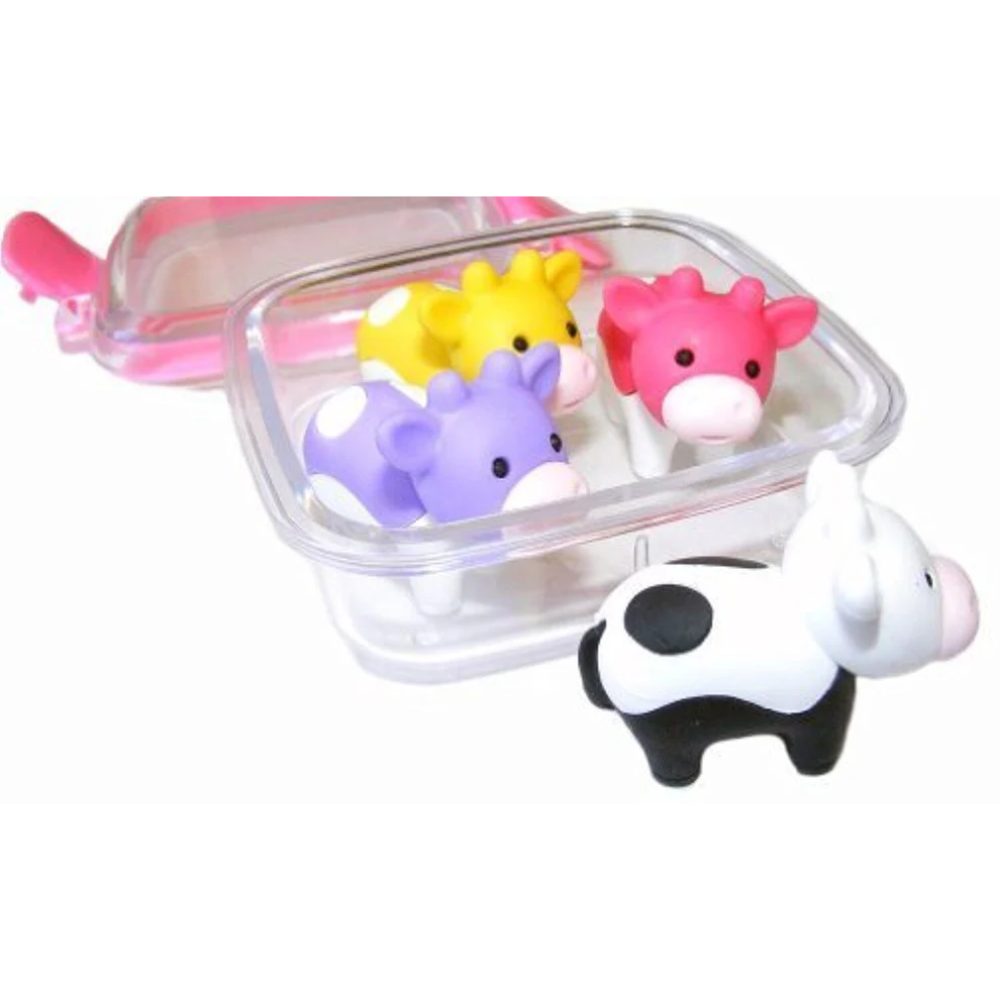 Iwako Japanese Erasers In A Mini Bento Box - Cows by Iwako