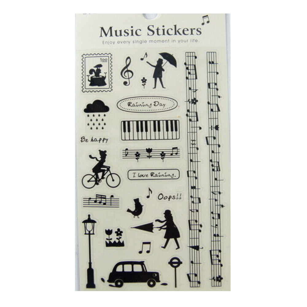 FunMusicOnline Music Themed PVC Stickers - Raining Music