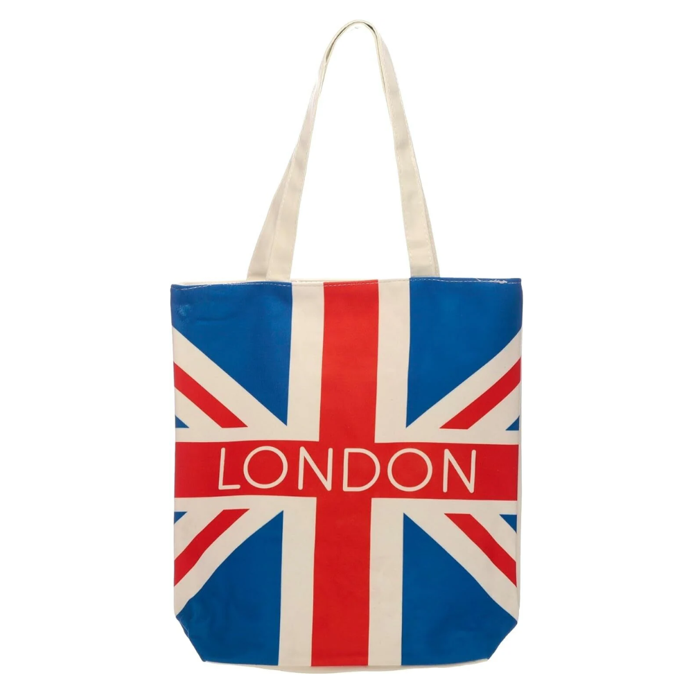 Eco Friendly Bag - London Union Jack Flag Zip Up Cotton Bag