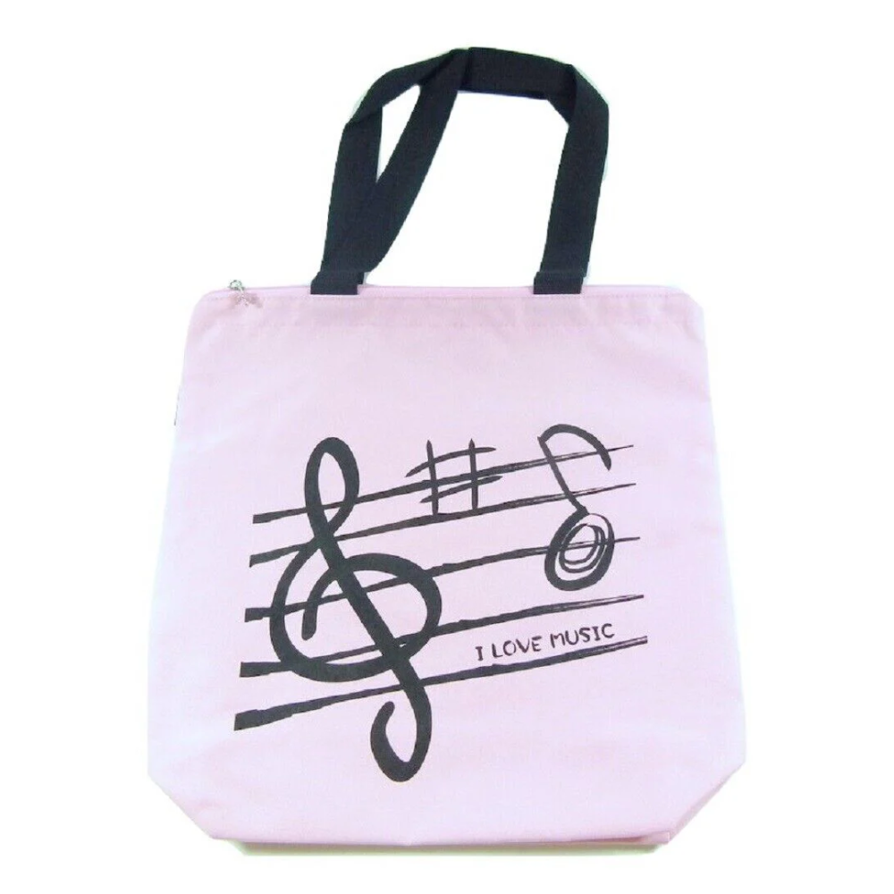 Music Themed Tote Bag – Treble Clef Music (Pink)