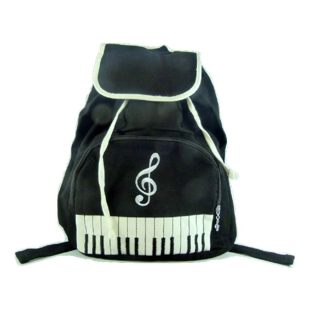 Music Themed Backpack - Keyboard & Treble Clef (Black)