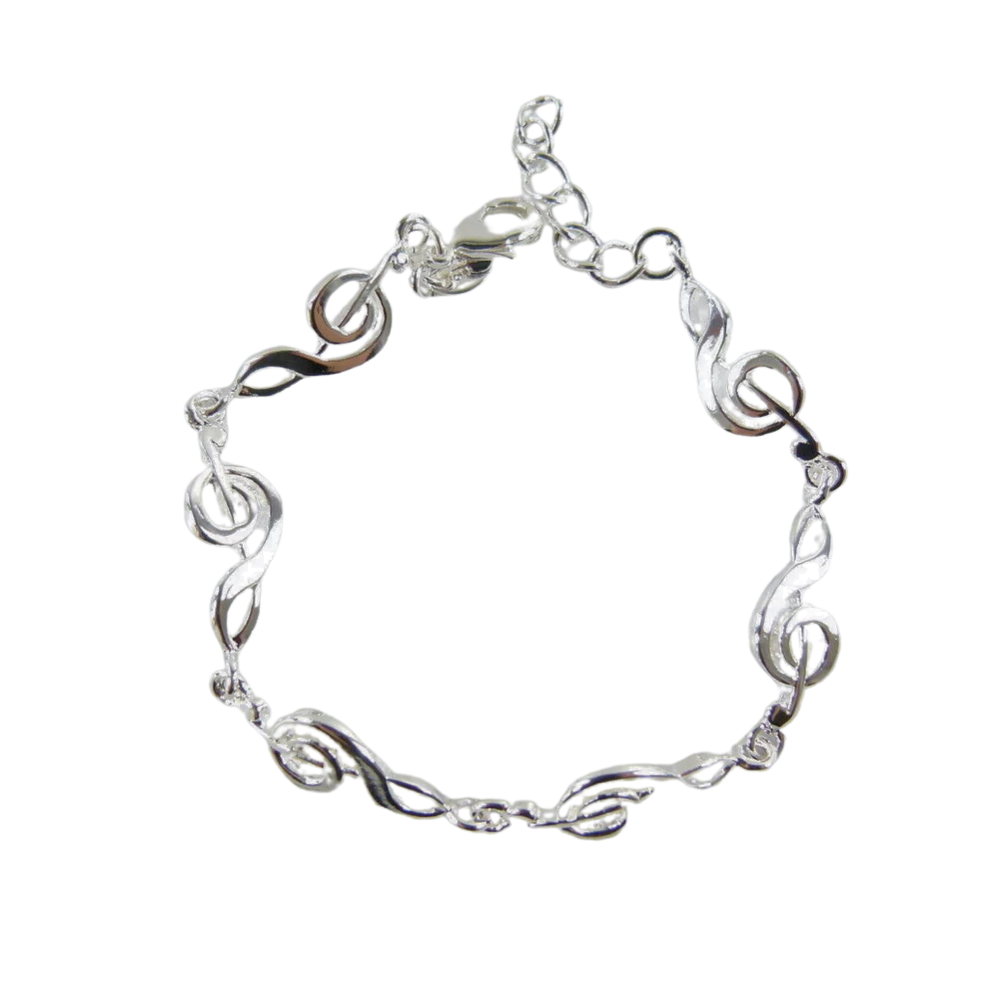 Music Themed Alloy Treble Clef Design Bracelet - Small Size - 18cm long - Chi...