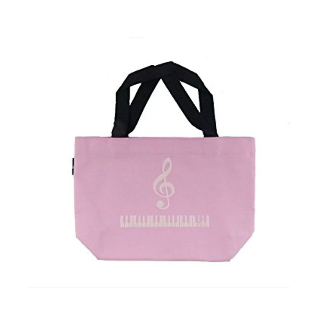 Music Themed Small Tote Bag - Treble Clef (Pink)