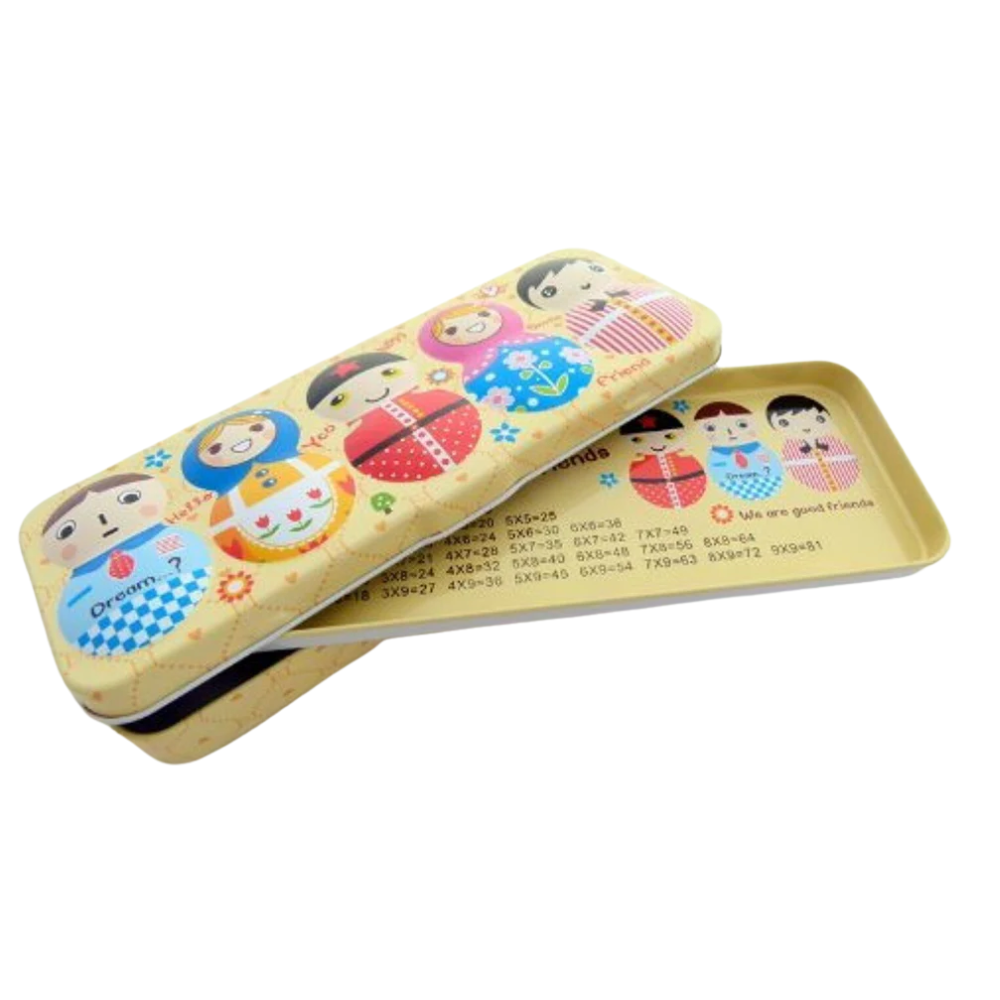 Colourful People of the World Large Metal Pencil Case - Yellow Box