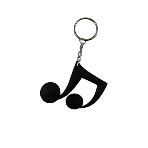 Music Themed Keyrings Keychains - Beam Note (Black)