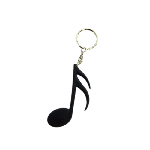 Music Themed Keyrings Keychains - Sixteenth Note (Black)
