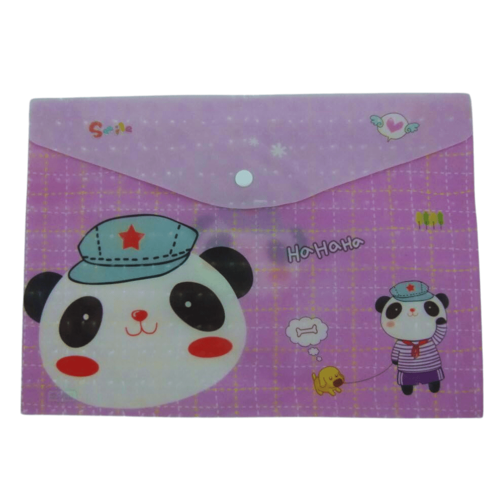 A4 Plastic Document Wallets File Folders Filing - Happy Panda and Bear - PartyErasers