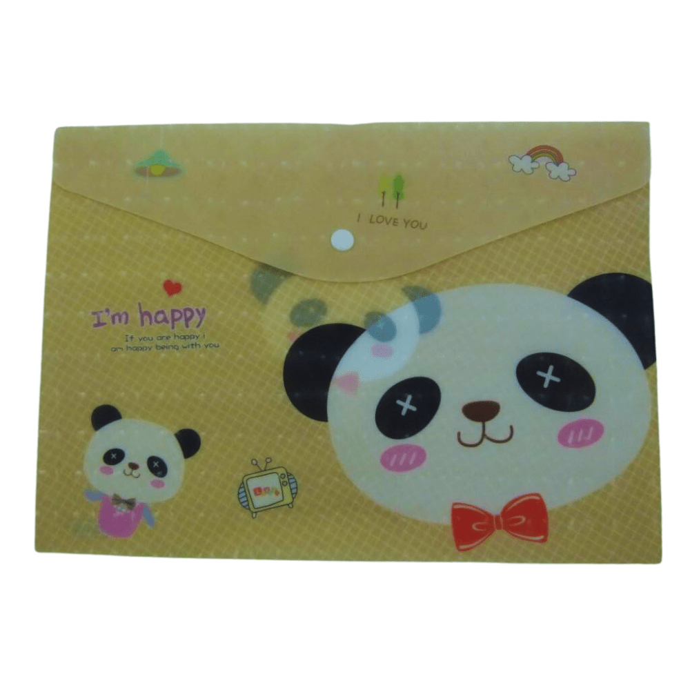 A4 Plastic Document Wallets File Folders Filing - Happy Panda and Bear - PartyErasers