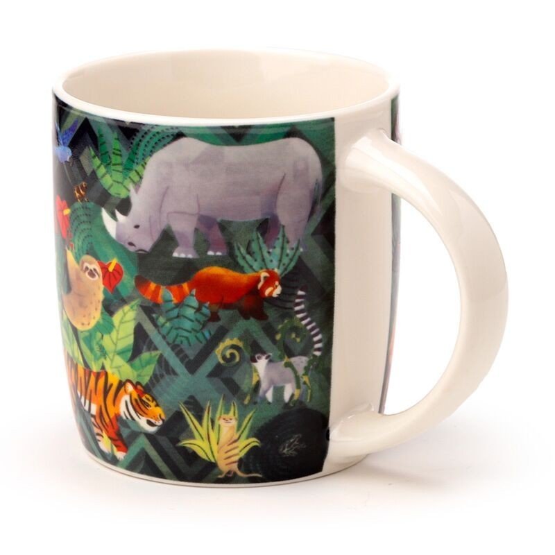 Animal Kingdom Themed Porcelain Mug Jungle Dishwasher & Microwave Safe 300ml - PartyErasers