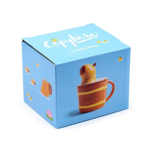Capybara Ceramic Lidded Mug Cute Novelty - PartyErasers