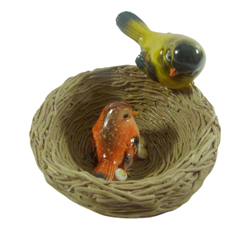 Ceramic Clay Trinket Dish Robin Bird Nest Dish Bowl - PartyErasers