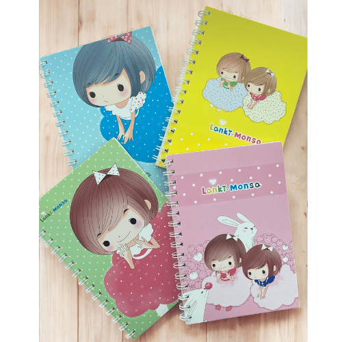 Cute Cartoon Girl A5 Spiral Notebook Ruled 140 Pages Wired Jotter Pad - PartyErasers