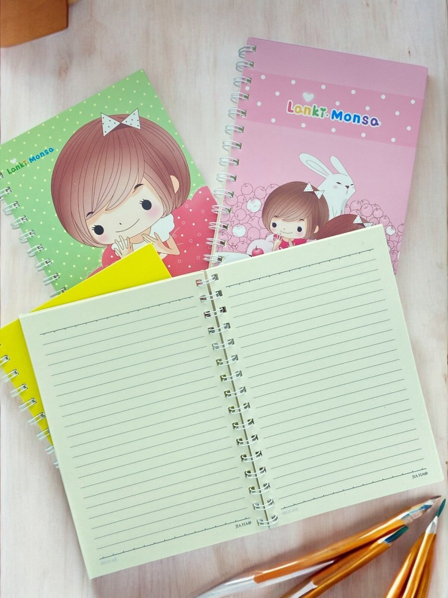 Cute Cartoon Girl A5 Spiral Notebook Ruled 140 Pages Wired Jotter Pad - PartyErasers