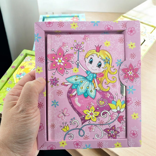 Cute Fairy Secret Lockable Notebook/Diary/Journal with Key Box Set - PartyErasers