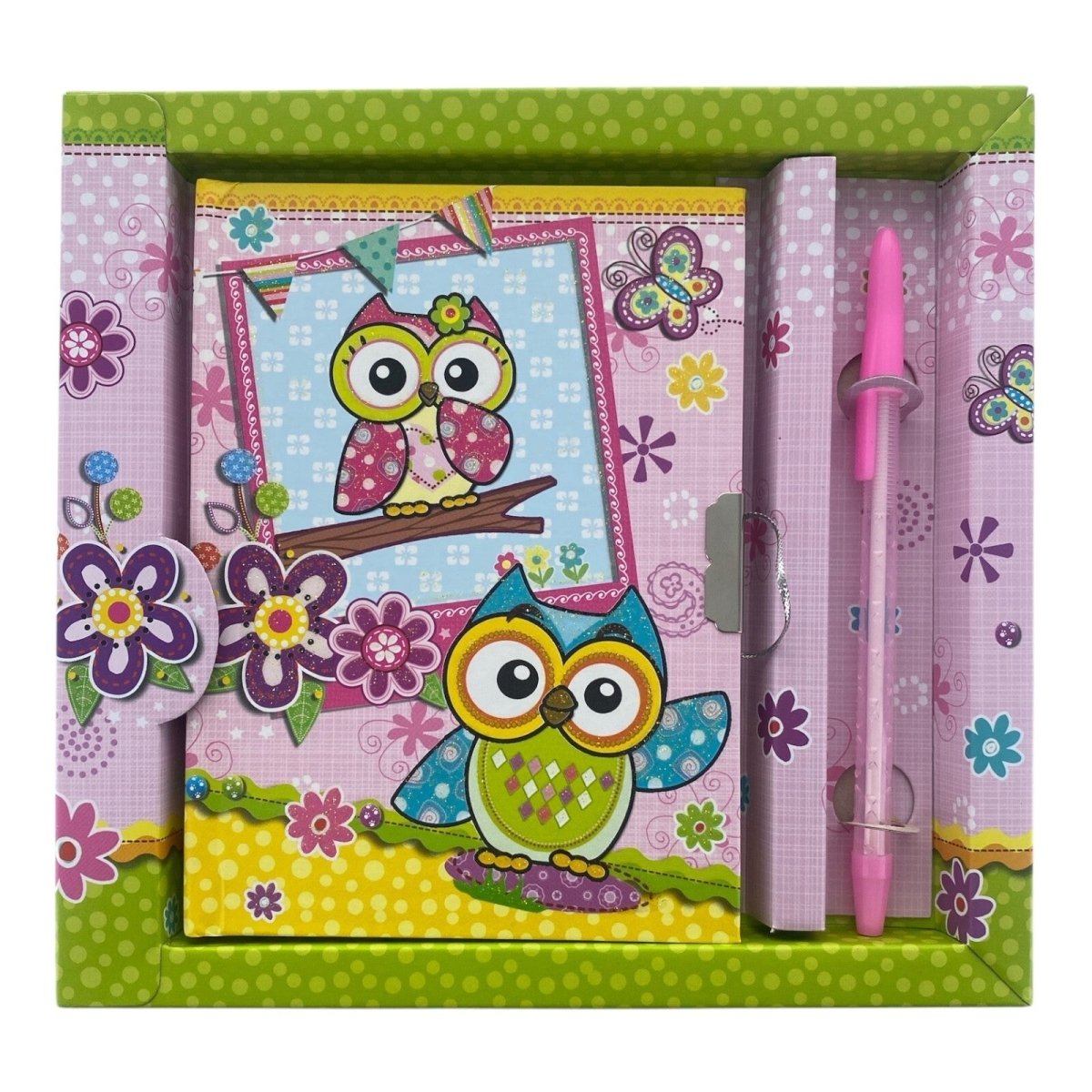 Cute Owl Secret Lockable Notebook/Diary/Journal with Key and Pen Box Set - PartyErasers