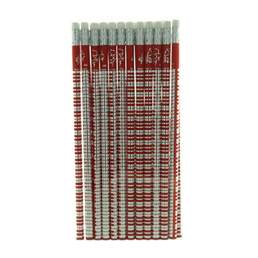 Music Themed HB Red Silver Keyboard Design Eraser Top Pencils (24 Pencils)