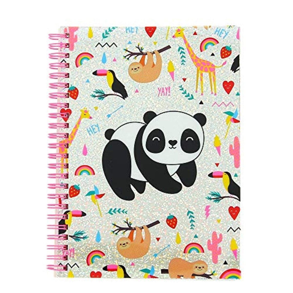 Happy Zoo Just Hanging A5 Notebook - Fun Cute Animals Design - Panda Sloth - PartyErasers