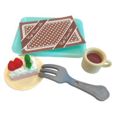 Iwako Food: Cake and Coffee on Tray Set Erasers - PartyErasers