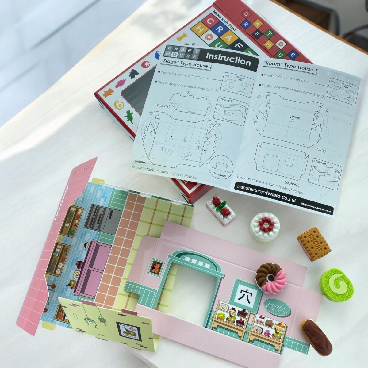 Iwako Japanese Eraser DIY Craft House Set Animals, Dinosaur, Stationery, Dessert - PartyErasers