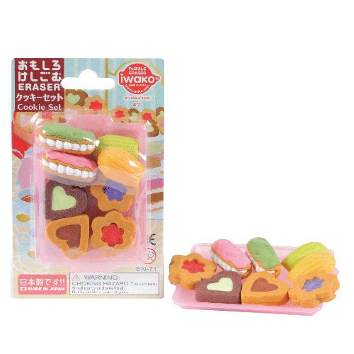 IWAKO Japanese Puzzle Eraser Rubbers Blister Set - Cookies Set - PartyErasers