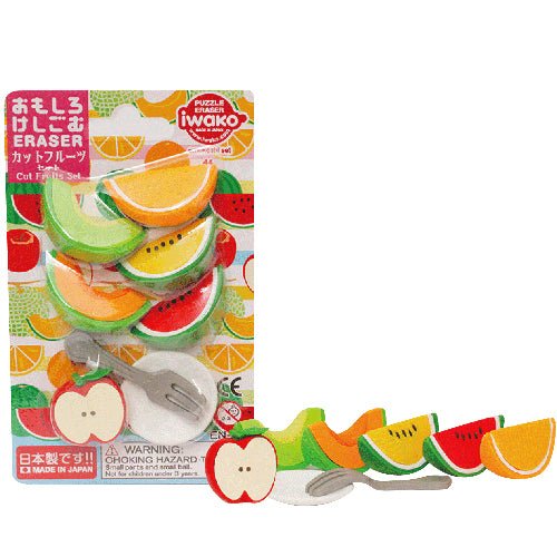 IWAKO Japanese Puzzle Eraser Rubbers Blister Set - Cut Fruits - PartyErasers