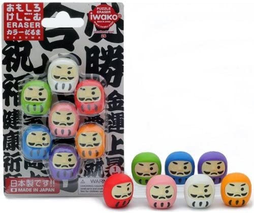 IWAKO Japanese Puzzle Eraser Rubbers Blister Set - Daruma - PartyErasers