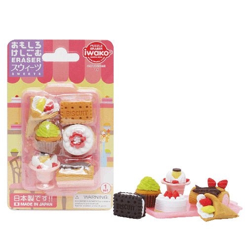 IWAKO Japanese Puzzle Eraser Rubbers Blister Set - Sweets - PartyErasers