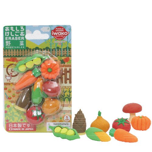 IWAKO Japanese Puzzle Eraser Rubbers Blister Set - Vegetables - PartyErasers