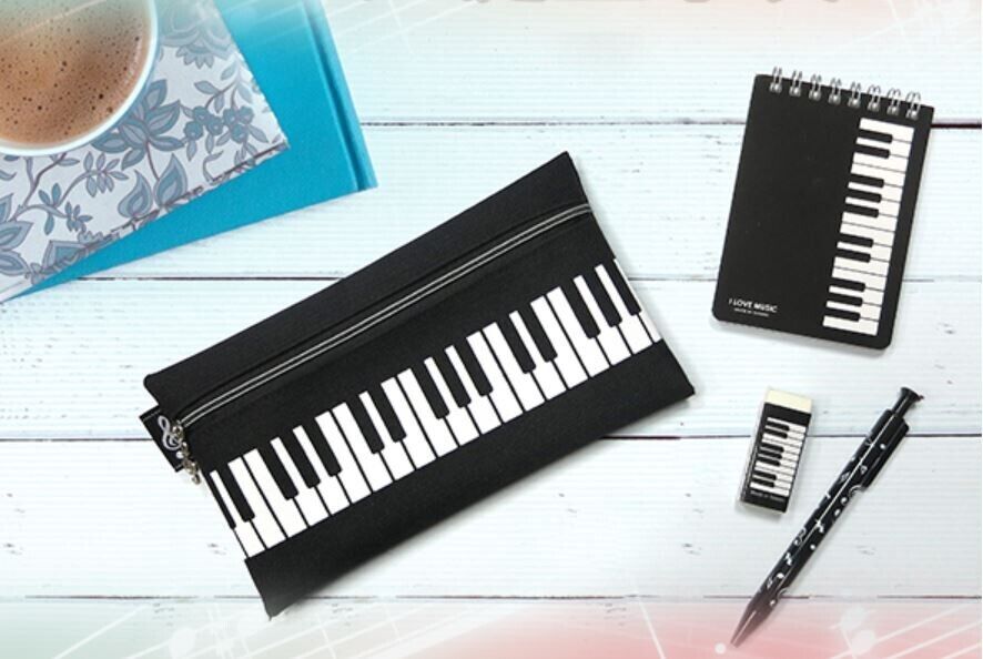 Keyboard Zipper Pencil Case Piano Keys Keyboard Music School - PartyErasers