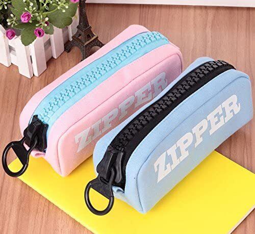 Large Zipper Pen Pencil Case/ pouch - Pink - PartyErasers