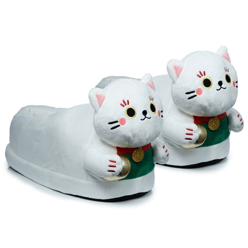 Maneki Neko Lucky Cat Slippers (Unisex One Size) - PartyErasers