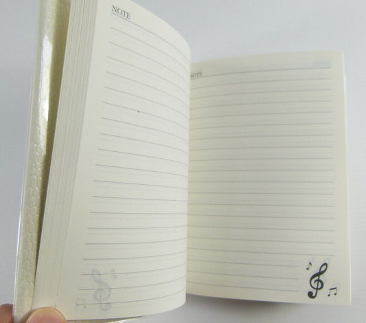 Memoire Leather Like Lined Notebook with Gold Stamped Treble Clef Necklace De... - PartyErasers
