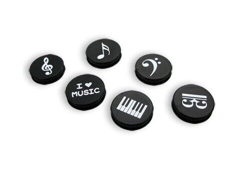Music Themed 6 pieces 2.5cm dia Music Notes White Board Fridge Magnets - PartyErasers