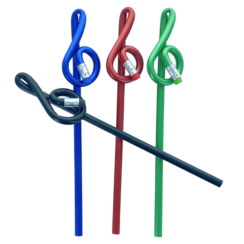 Music Themed Colourful Treble Clef Shape Pencils 4 pieces set - PartyErasers