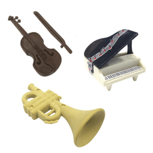Music Themed Instruments Eraser Set – Violin, Trumpet and Piano (3 erasers) - PartyErasers