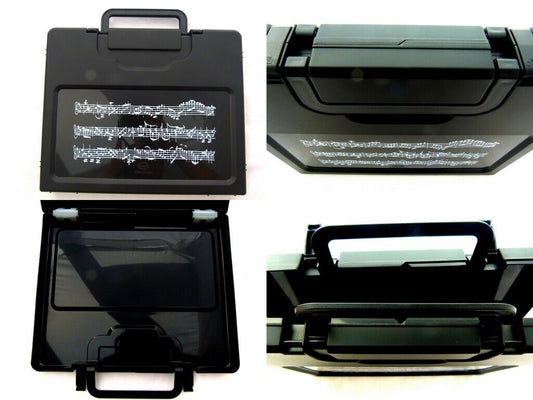 Music Themed Music Score Sheets Design Black Plastic A4 Carry - on File Case/Bag - PartyErasers