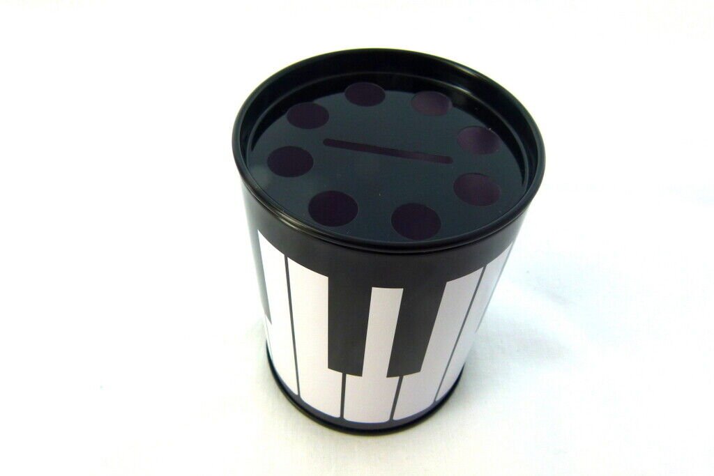 Music Themed Piano Keys Design Tin Saving Bank with pen holder - PartyErasers