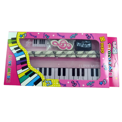 Music Themed Pink Pencil Case Love Music Stationery Set - PartyErasers