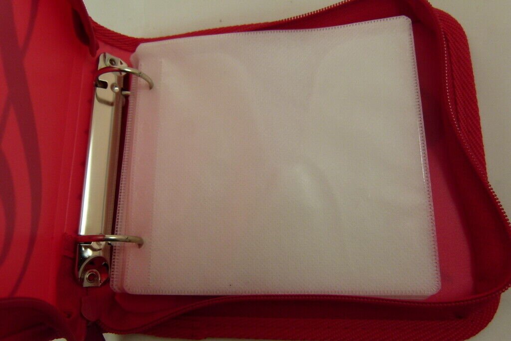 Music Themed Red 24 CD DVD VCD Carry Case Disc Storage Holder CD Sleeve Wallet - PartyErasers