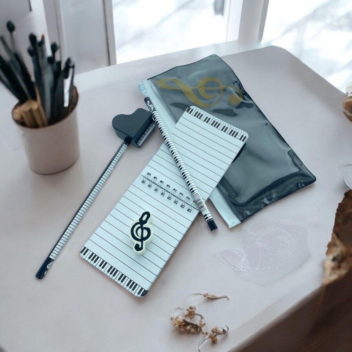 Music Themed Small Notebook Stationery Set for Music Teacher Student Rewards - PartyErasers