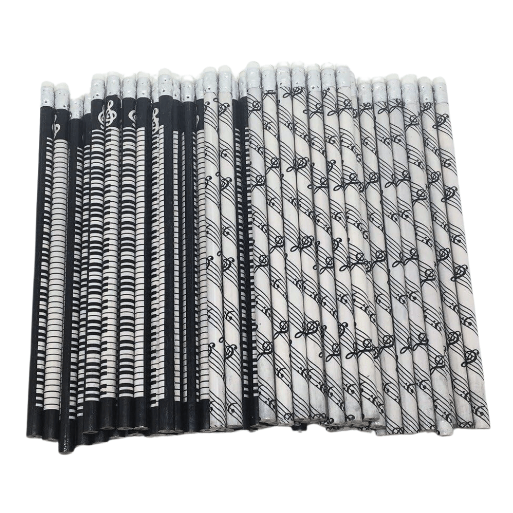 Music Themed Stationery - 60 Music themed pencils with erasers on top party pack - PartyErasers