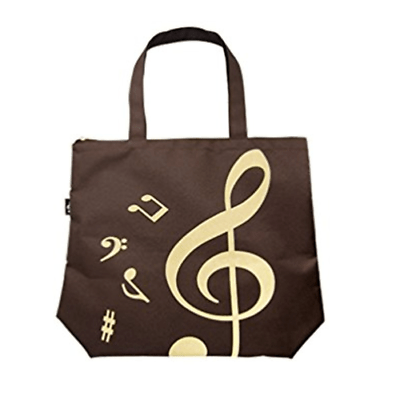 Music Themed Tote Bag - Treble Clef Music (Brown) - PartyErasers