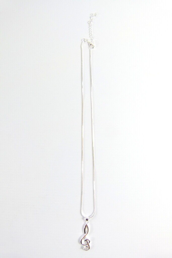 Music Themed Treble Clef Pendant with Crystal Necklace - PartyErasers